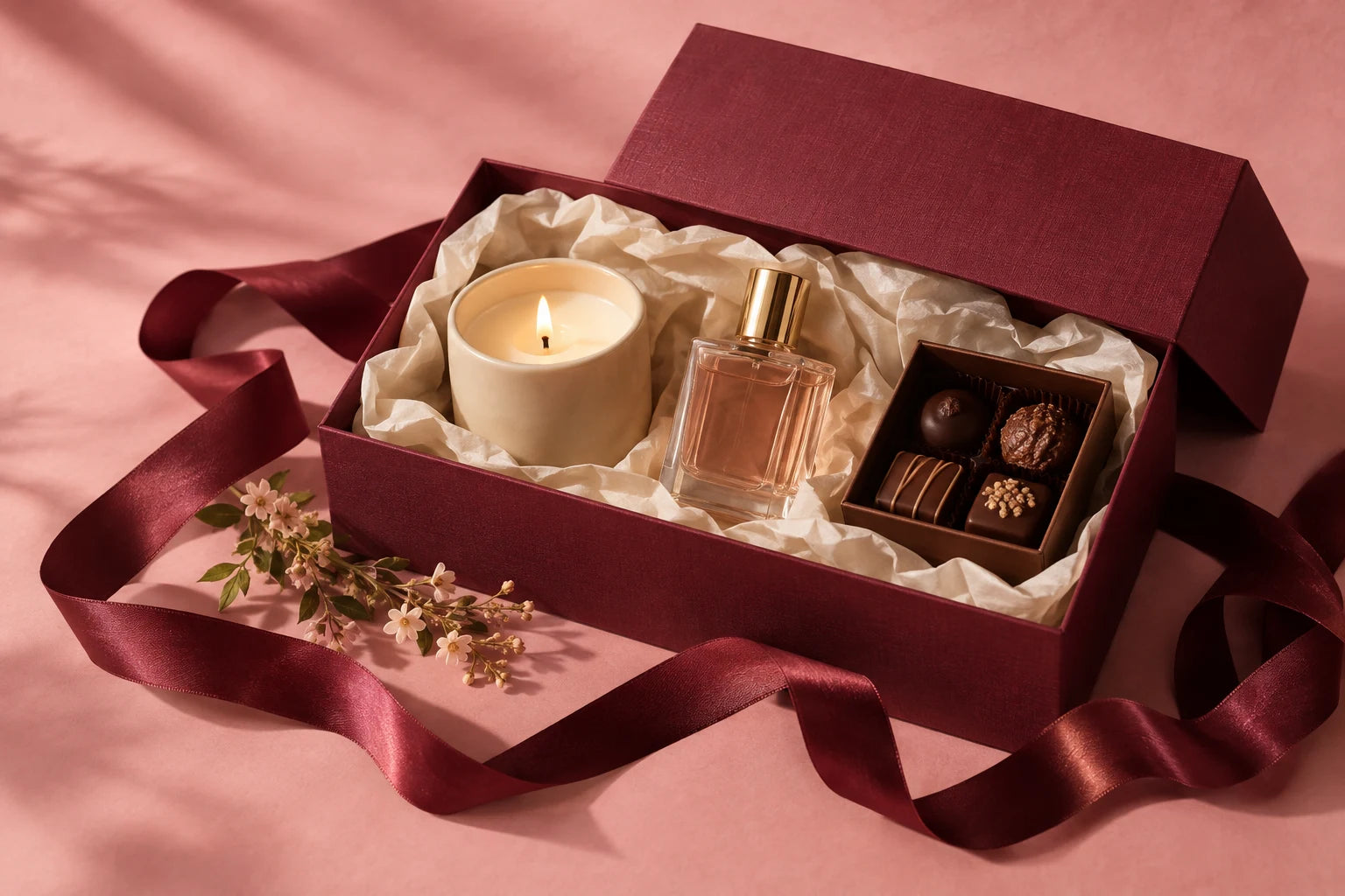 Coffret cadeau bordeaux et attentions choisies avec soin